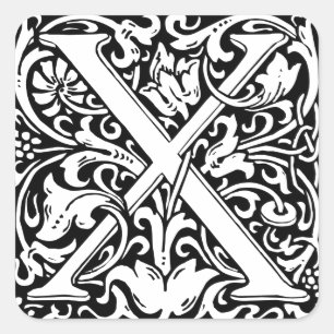 Adesivo Quadrado Letra X Monograma Medieval Art Nouveau