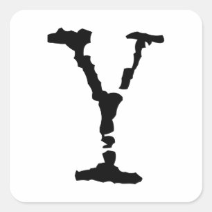 Adesivo Quadrado Letra Y Preto