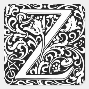 Adesivo Quadrado Letra Z Monograma Medieval Arte Nova
