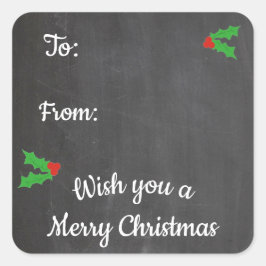 Adesivo Quadrado Letras de Quadro Negro de Natal de Azevinho