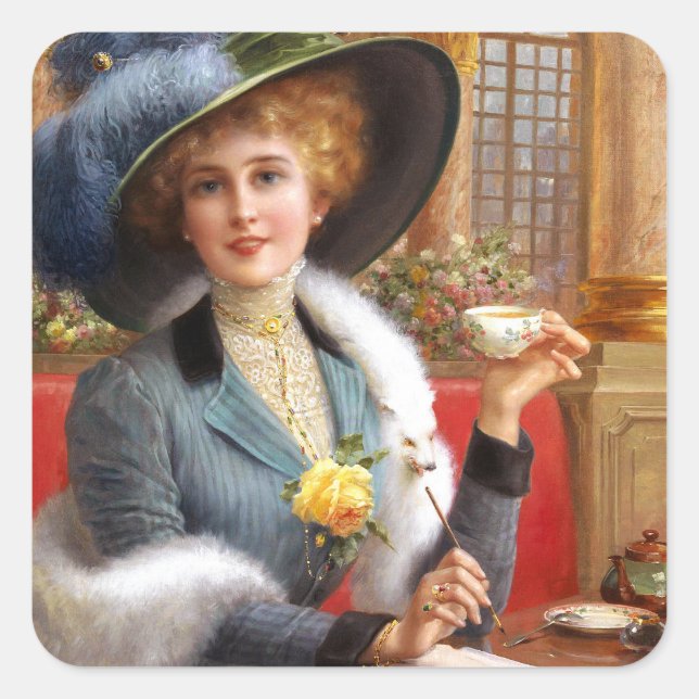 Adesivo Quadrado Letras De Queda E Chá (Frente)