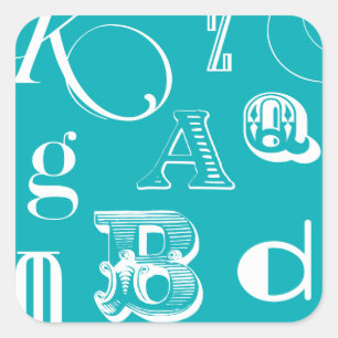 Adesivo Quadrado Letras Decorativas em Fundo Azul