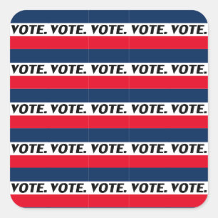 Adesivo Quadrado Letras pretas "Vote", branco azul vermelho