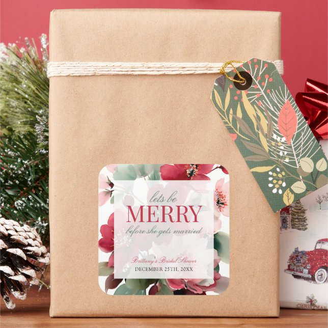 Adesivo Quadrado Let's Be Merry Christmas Wedding Bridal Shower (Feriado)