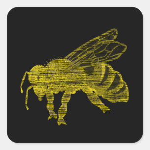 Adesivo Quadrado Letterpress Bee