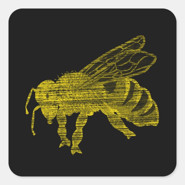 Adesivo Quadrado Letterpress Bee (Frente)