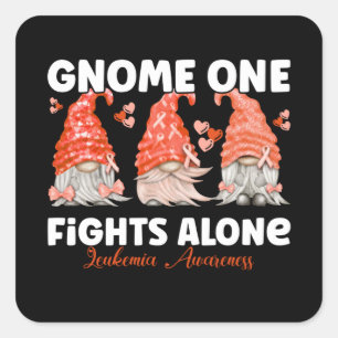 Adesivo Quadrado Leukemia Cancer Orange Ribbon Gnome