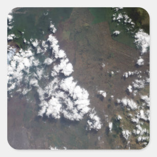 Adesivo Quadrado Levantamento de plumas do vulcão Nyiragongo na RDC