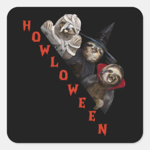 Adesivo Quadrado Leve Feliz Halloween Shirt Sloth Graphic