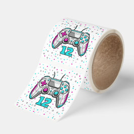 Adesivo Quadrado Level Up Gamer Birthday – Video Game Party Favor 