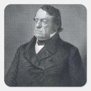 Adesivo Quadrado Lewis Cass, gravado por William G. Jackman (fl.c.1