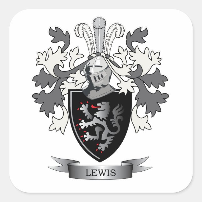 Adesivo Quadrado Lewis Family Crest Casaco de Armas (Frente)