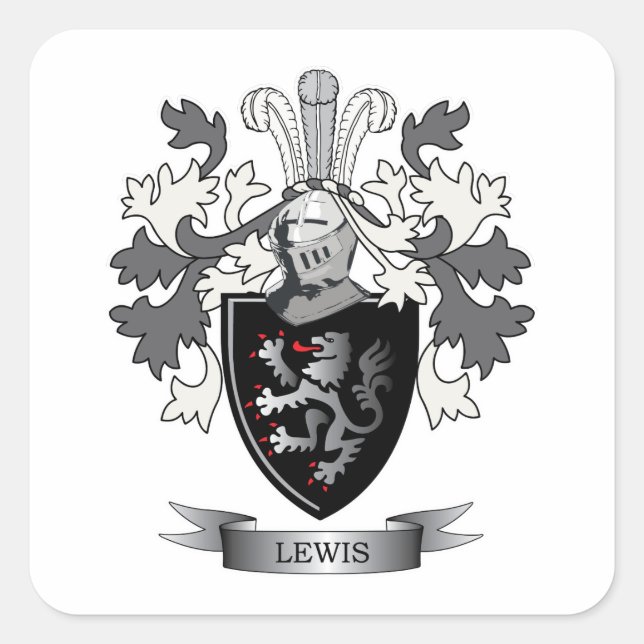 Adesivo Quadrado Lewis Family Crest Casaco de Armas (Frente)