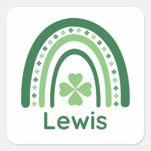 Adesivo Quadrado Lewis Nome Trevo Boho Arco-íris