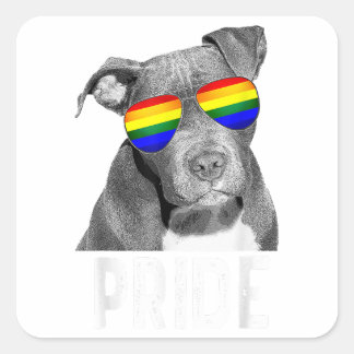 Adesivo Quadrado LGBT Cachorro de Orgulho gay Pitbull Sombra Óculos
