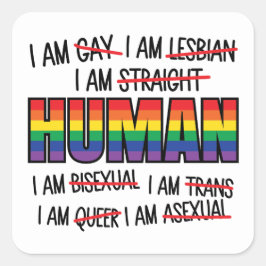 Adesivo Quadrado LGBT Eu sou gay, Eu sou Humano