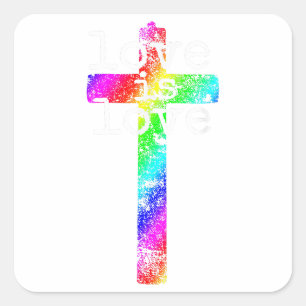 Adesivo Quadrado LGBT gay cristão - Orgulho cruza o amor de Deus