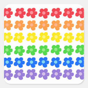 Adesivo Quadrado LGBT Rainbow Flores Orgulho gay Liberdade e Iguald