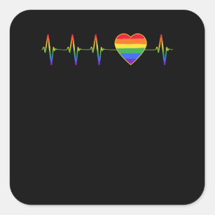 Adesivo Quadrado LGBT Rainbow Heartbeat EKG