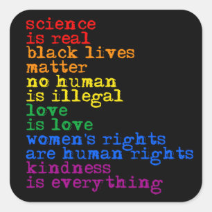 Adesivo Quadrado LGBTQ Rights Science é real Love is Love