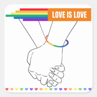 Adesivo Quadrado LGBTQ+ Sticker, Love is Love Sticker, Priorado