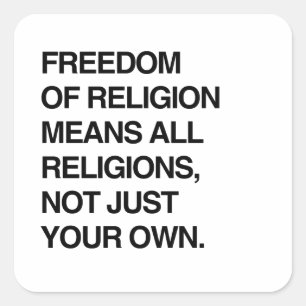 ADESIVO QUADRADO LIBERDADE DE RELIGIÃO, TODAS AS RELIGIÕES
