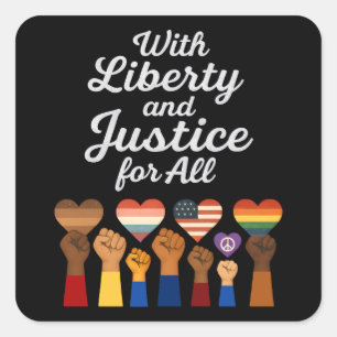 Adesivo Quadrado Liberdade e justiça para todos protestam