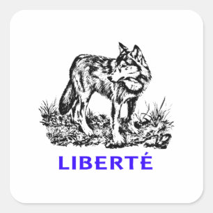 Adesivo Quadrado Liberté - Loup dans la nature sauvage vago porca