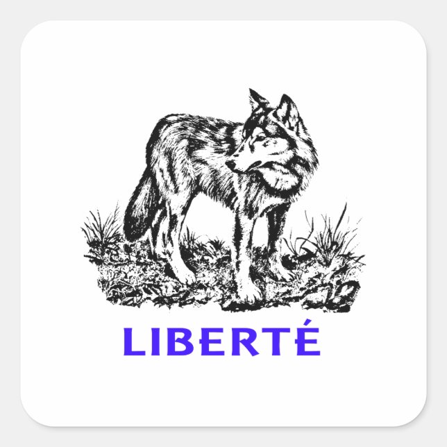 Adesivo Quadrado Liberté - Loup dans la nature sauvage vago porca (Frente)