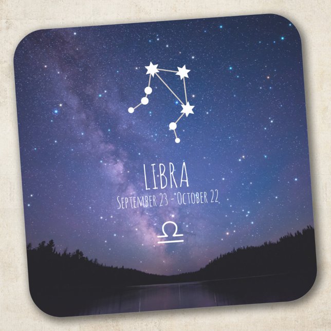 Adesivo Quadrado Libra | Constelação Zodiac Personalizada (Criador carregado)