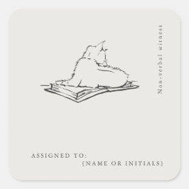 Adesivo Quadrado Library Cat- Naturalist Menagerie Archive 