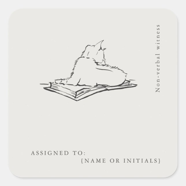 Adesivo Quadrado Library Cat- Naturalist Menagerie Archive  (Frente)