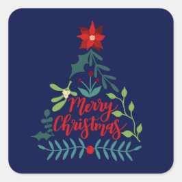 Adesivo Quadrado Licença de Folhagem de Natal