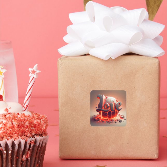 Adesivo Quadrado Liebe Aufkleber - Romantisches Lava Design (Festa)