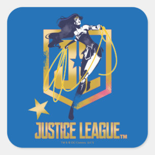 Adesivo Quadrado Liga da Justiça   Mulher Maravilha Logotipo JL Pop