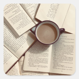 Adesivo Quadrado Light Acadêmico Café estético e livros