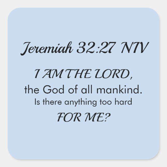 Adesivo Quadrado Light Blue Inspirational Bible Verse Power of God (Frente)