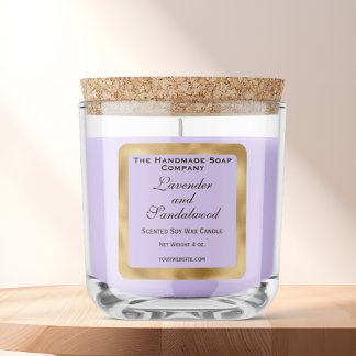 Adesivo Quadrado Light Purple and Gold Foil Candle Label