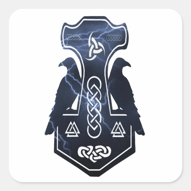 Adesivo Quadrado Lighting Thor's Hammer (Frente)