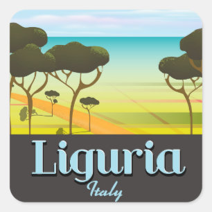 Adesivo Quadrado Líguria Itália cartaz de viagem