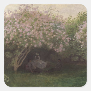 Adesivo Quadrado Lilacs de Claude Monet  , tempo cinzento, 1872