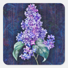 Adesivo Quadrado Lilás Roxo sobre Fundo Decorativo Azul Marinho