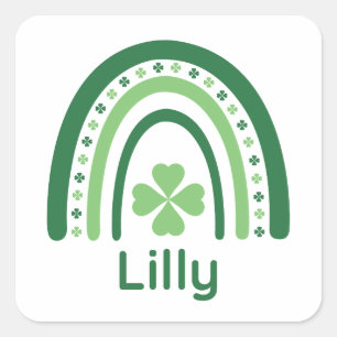 Adesivo Quadrado Lilly Name Clover Boho Rainbow