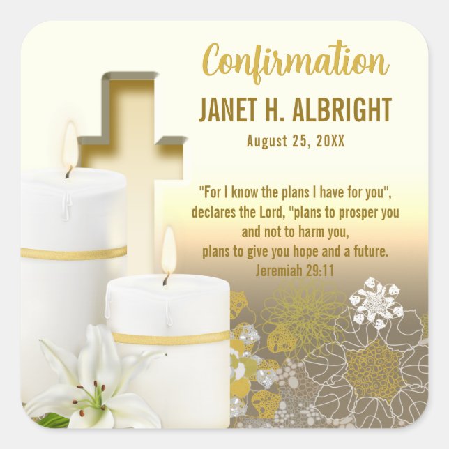 Adesivo Quadrado Lily Candle Cross (Frente)