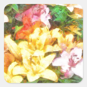 Adesivo Quadrado Lily Love and Light Watercolor