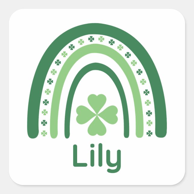 Adesivo Quadrado Lily Name Clover Boho Rainbow (Frente)