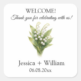 Adesivo Quadrado Lily of the Valley White Floral Wedding