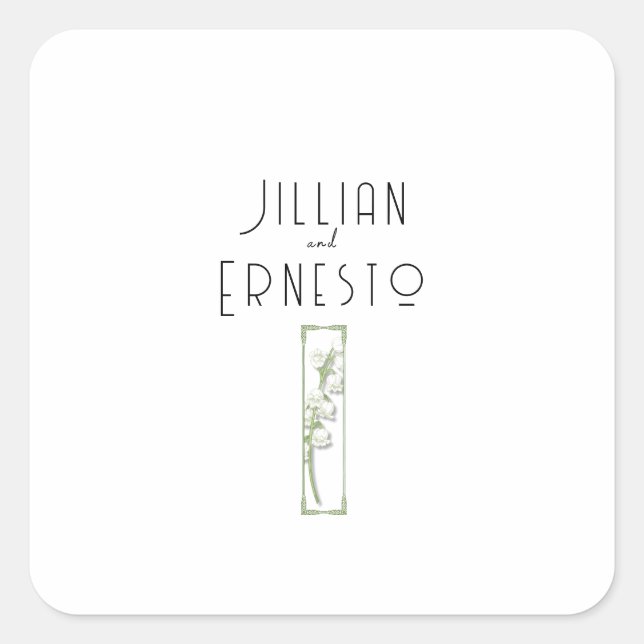 Adesivo Quadrado Lily of Valley Collection | Personalização Branca (Frente)
