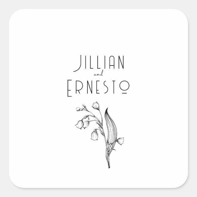 Adesivo Quadrado Lily of Valley Collection | Personalização Branca (Frente)