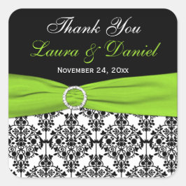 Adesivo Quadrado Limão, branco e Casamento tema damasco preto